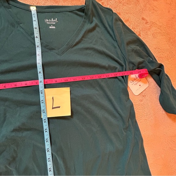 NWT Isabel Maternity by Ingrid and Isabel teal ribbed stretch vneck dress Size L - Picture 12 of 12